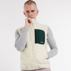 ONLY & SONS Cream And Green Fleece Zip Up Jacket Vest Size Medium NWT